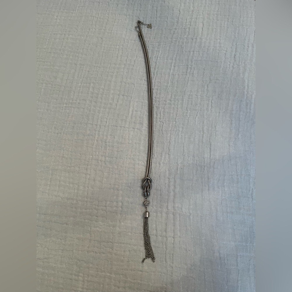 Guess Silver Chain Tassel Necklace